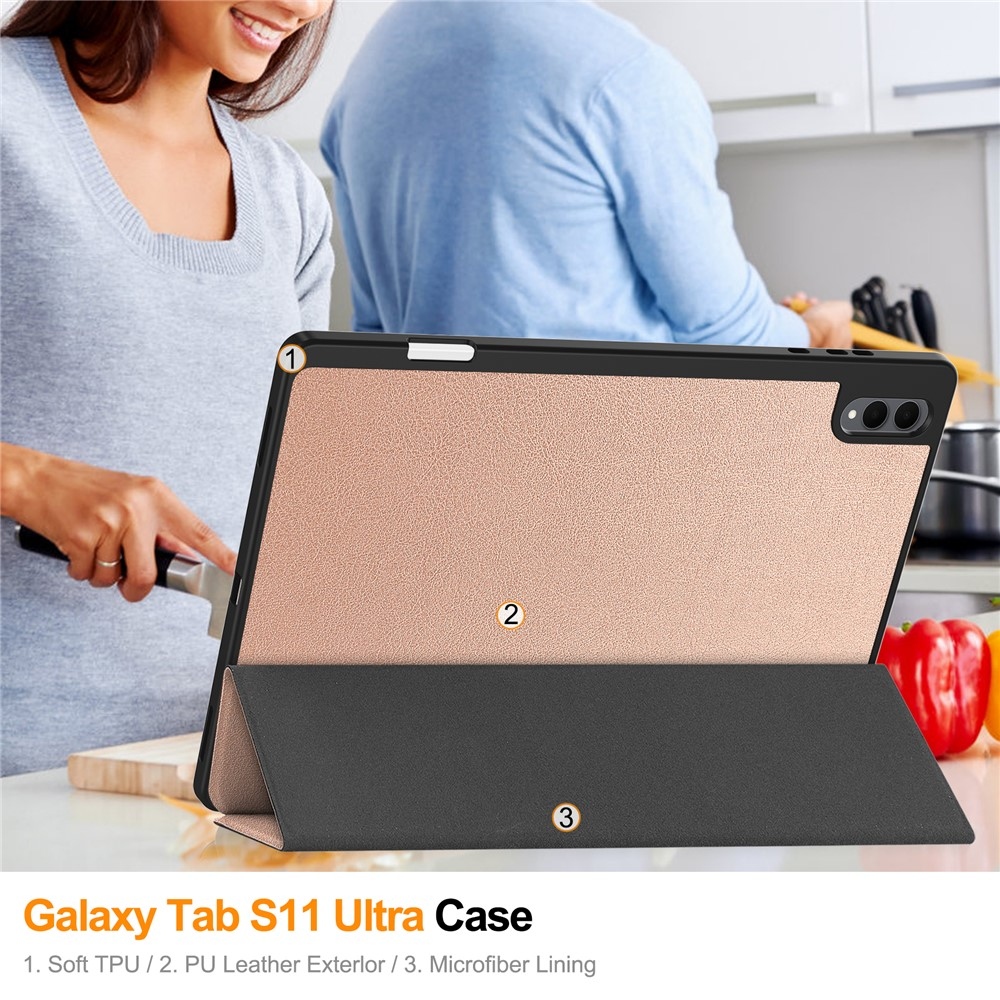 Cases chytré zavírací pouzdro na Samsung Galaxy Tab S12 Ultra - růžovozlaté