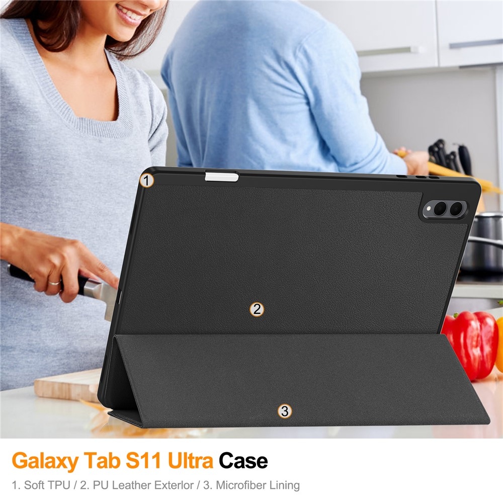 Cases chytré zavírací pouzdro na Samsung Galaxy Tab S12 Ultra - černé