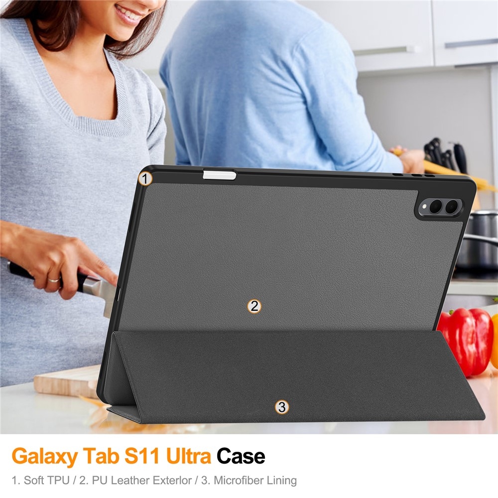 Cases chytré zavírací pouzdro na Samsung Galaxy Tab S12 Ultra - šedé