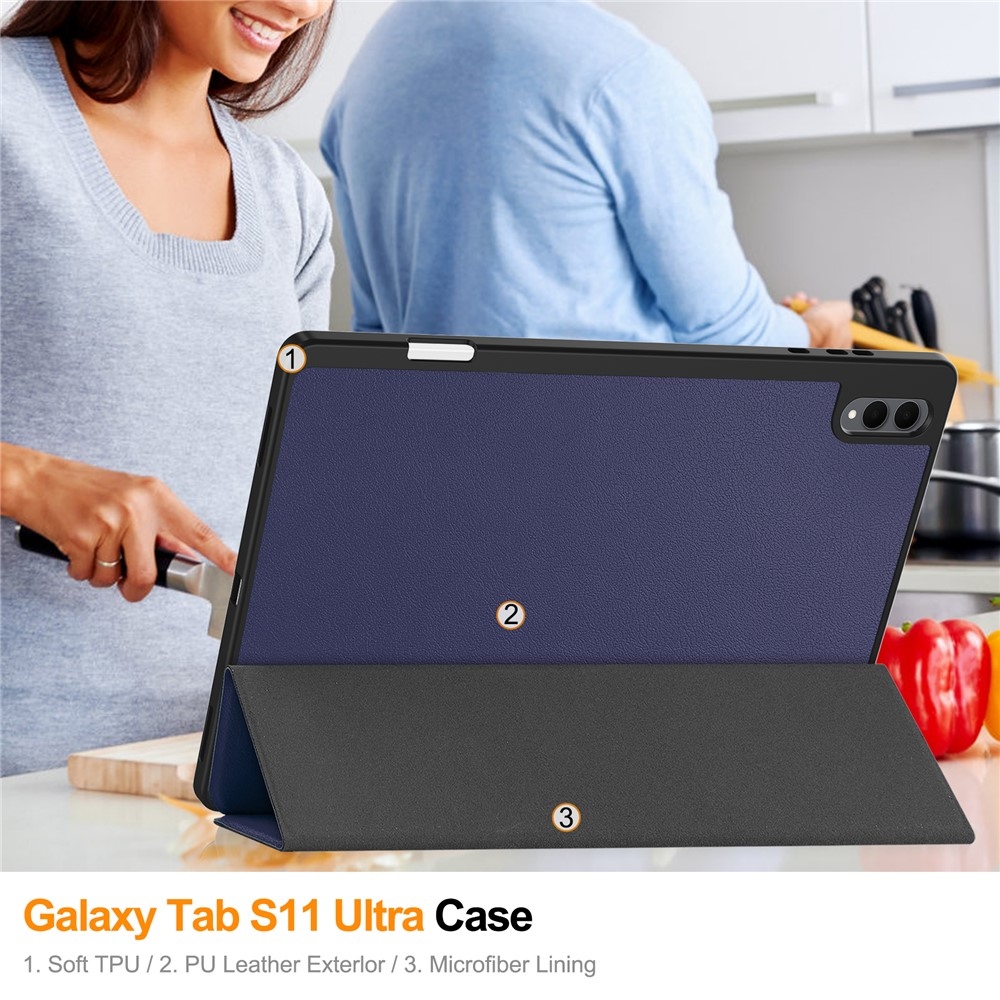 Cases chytré zavírací pouzdro na Samsung Galaxy Tab S12 Ultra - tmavěmodré