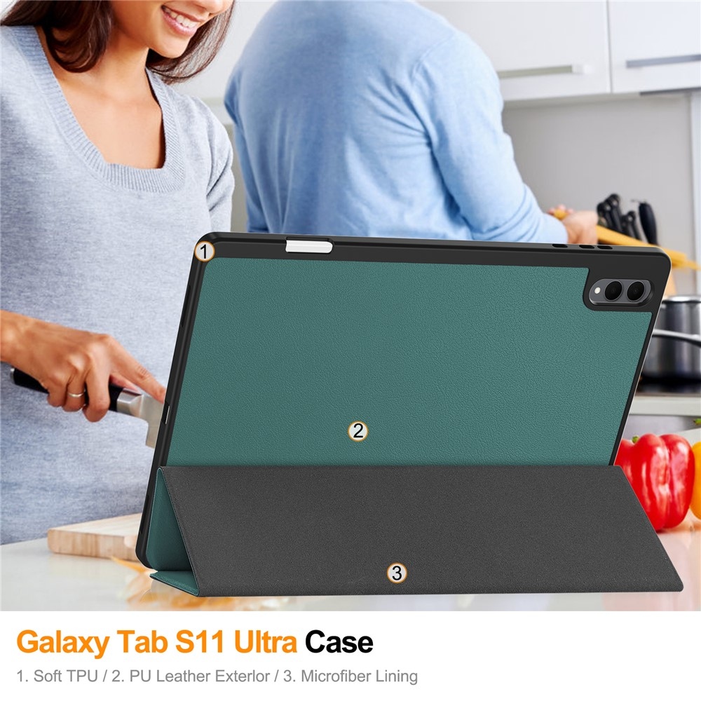 Cases chytré zavírací pouzdro na Samsung Galaxy Tab S12 Ultra - zelené
