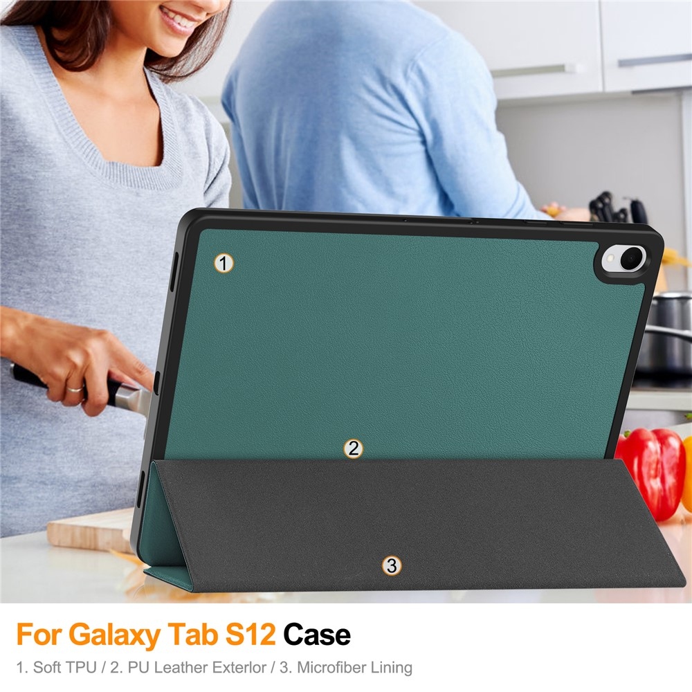 Cases chytré zavírací pouzdro na Samsung Galaxy Tab S12+ - zelené