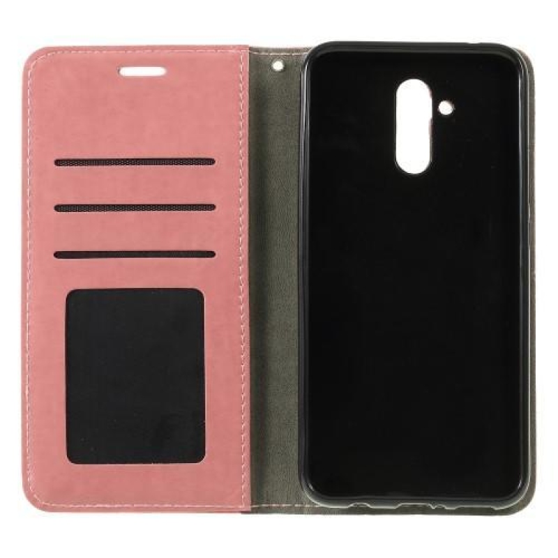Cat PU kožené peněženkové pouzdro na mobil Huawei Mate 20 Lite - růžové