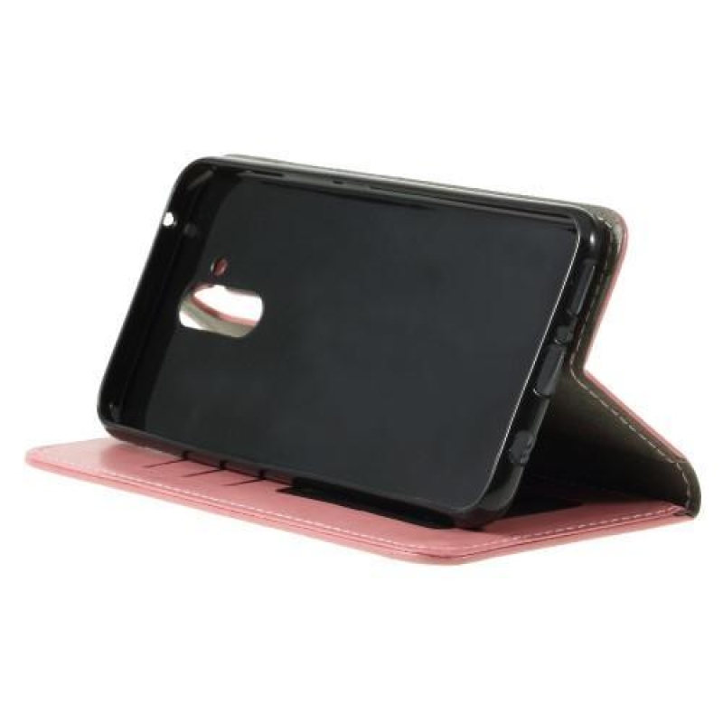 Cat PU kožené peněženkové pouzdro na mobil Huawei Mate 20 Lite - růžové