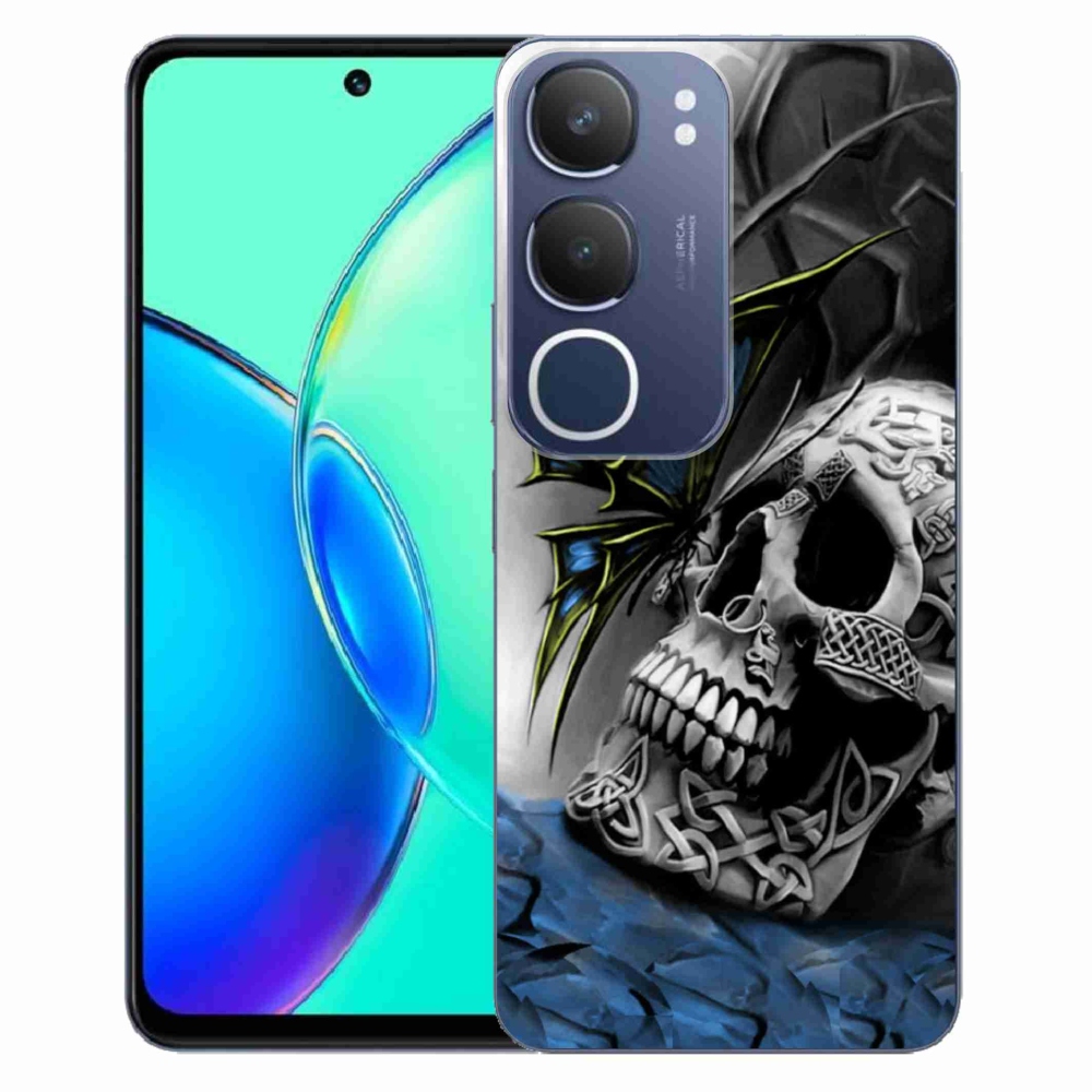 Gelový kryt mmCase na Vivo Y19s - motýl a lebka