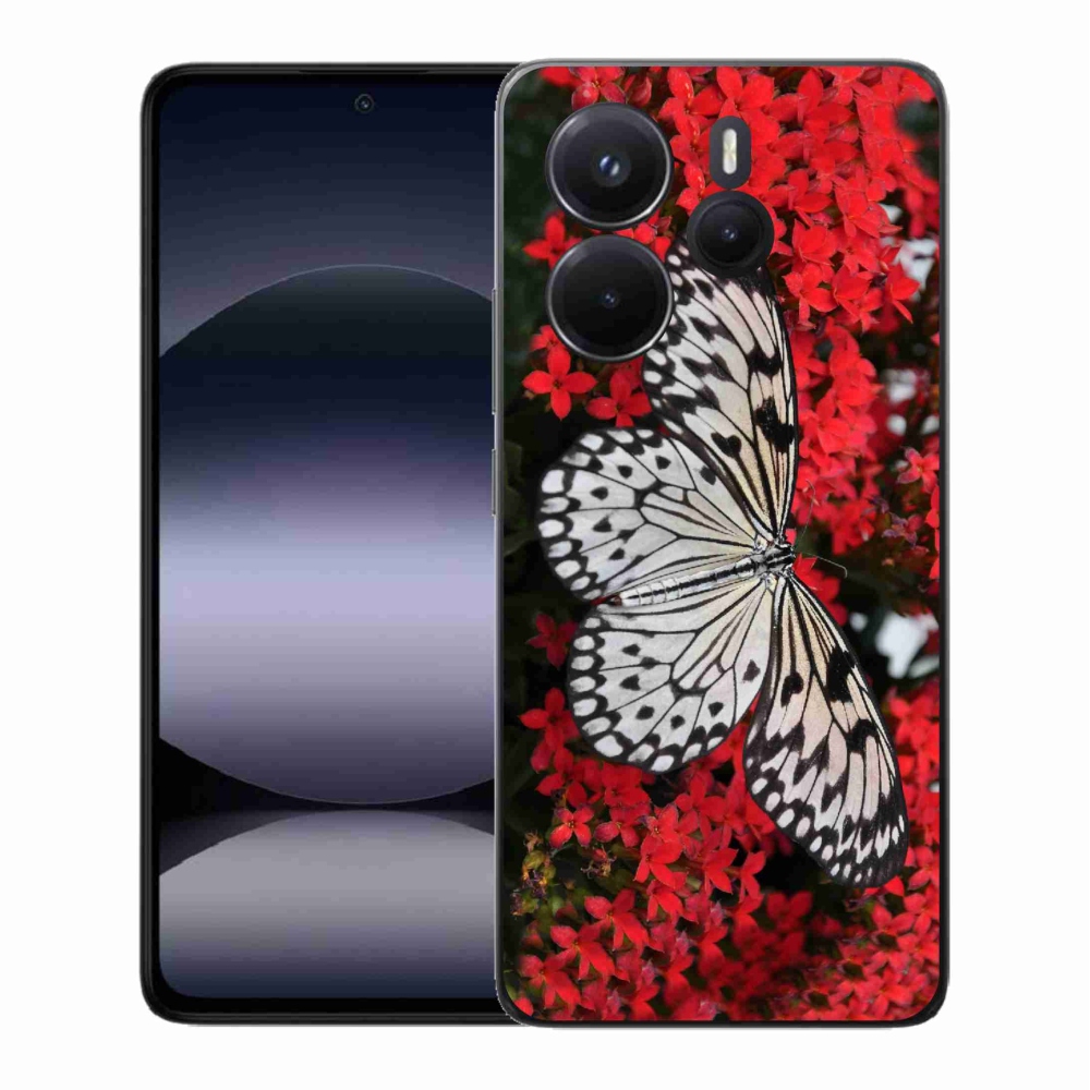 Gelový kryt mmCase na Xiaomi Redmi Note 14 - černobílý motýl 1