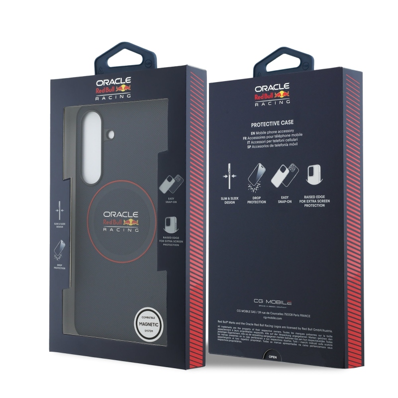 Red Bull PU Leather Red Ring MagSafe Zadní Kryt pro Samsung Galaxy S25 FE Navy