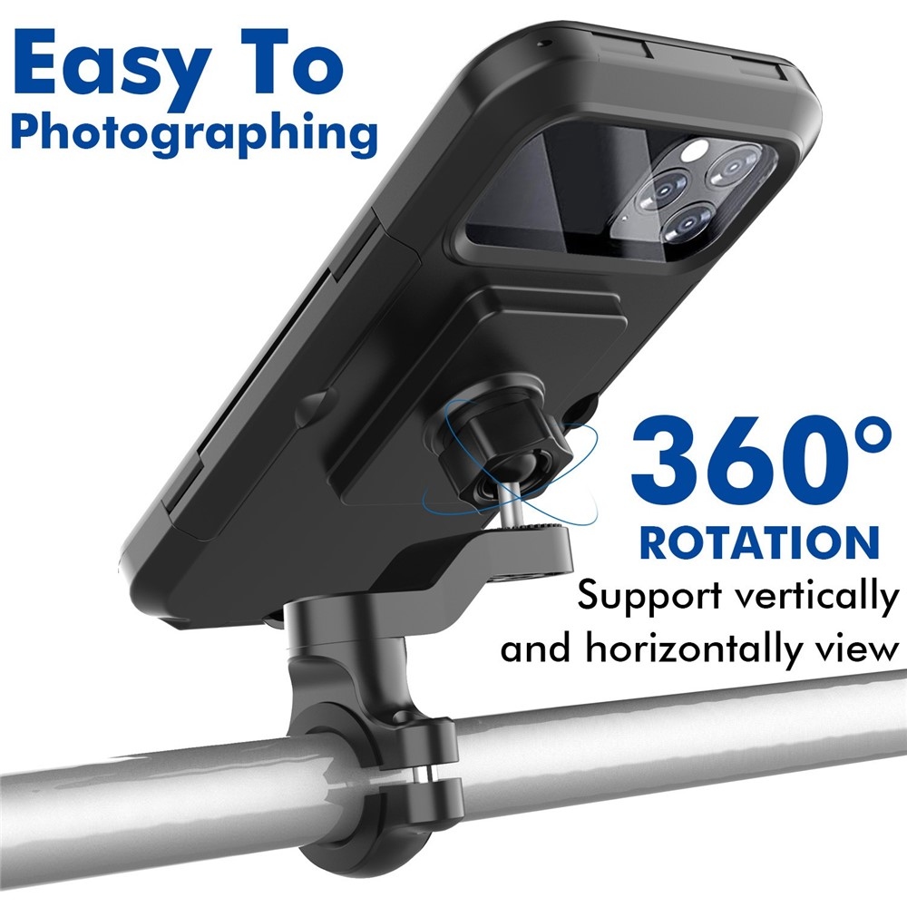 Voděodolný držák na telefon na řídítka s dotykovým pouzdrem – černý