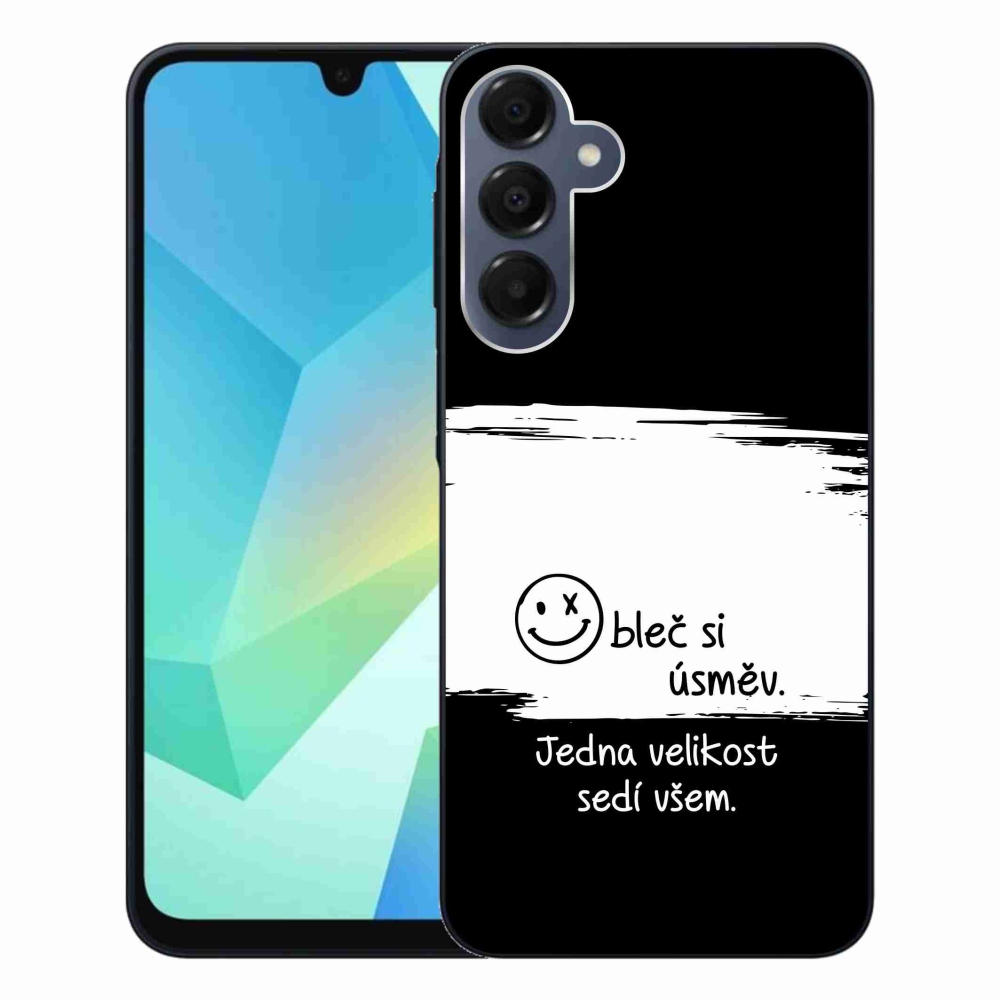 Gelový kryt mmCase na Samsung Galaxy A16 4G/5G - vtipný text 8 bíločerné pozadí