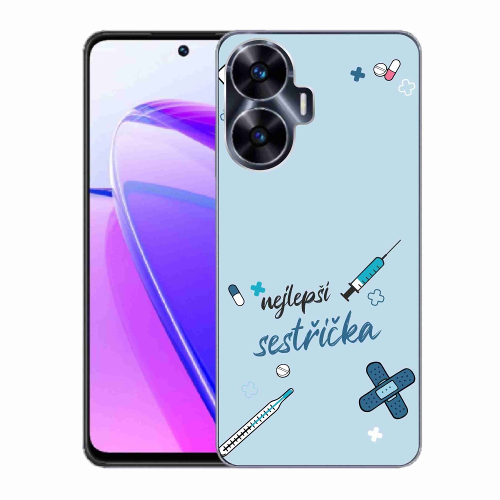 Gelový kryt mmCase na Realme C55 - nejlepší sestřička modré pozadí