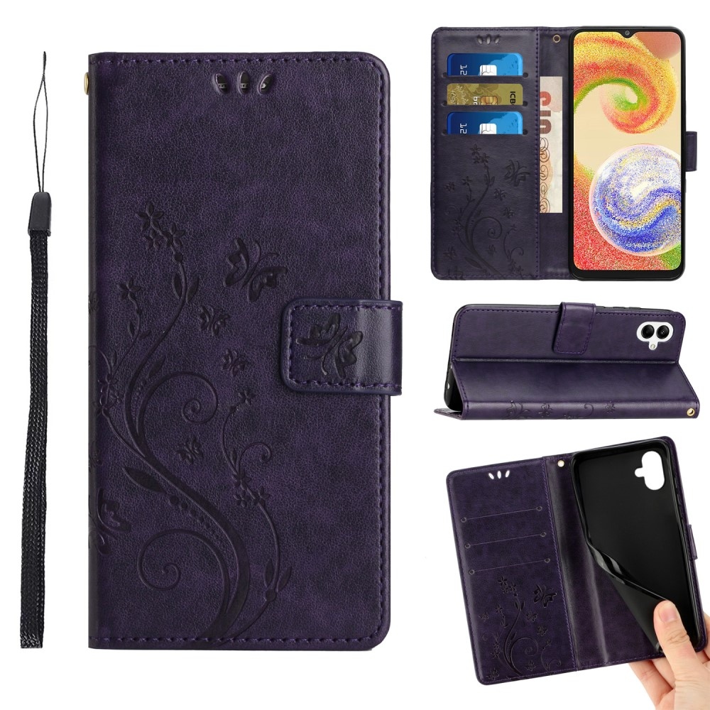 Flowers knížkové pouzdro na Samsung Galaxy A06 4G - tmavěfialové