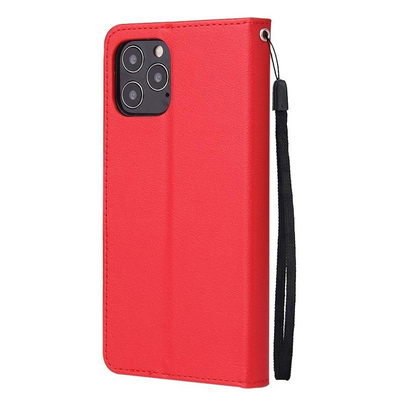 Cell PU kožené peněženkové pouzdro na mobil iPhone 12 mini - červené