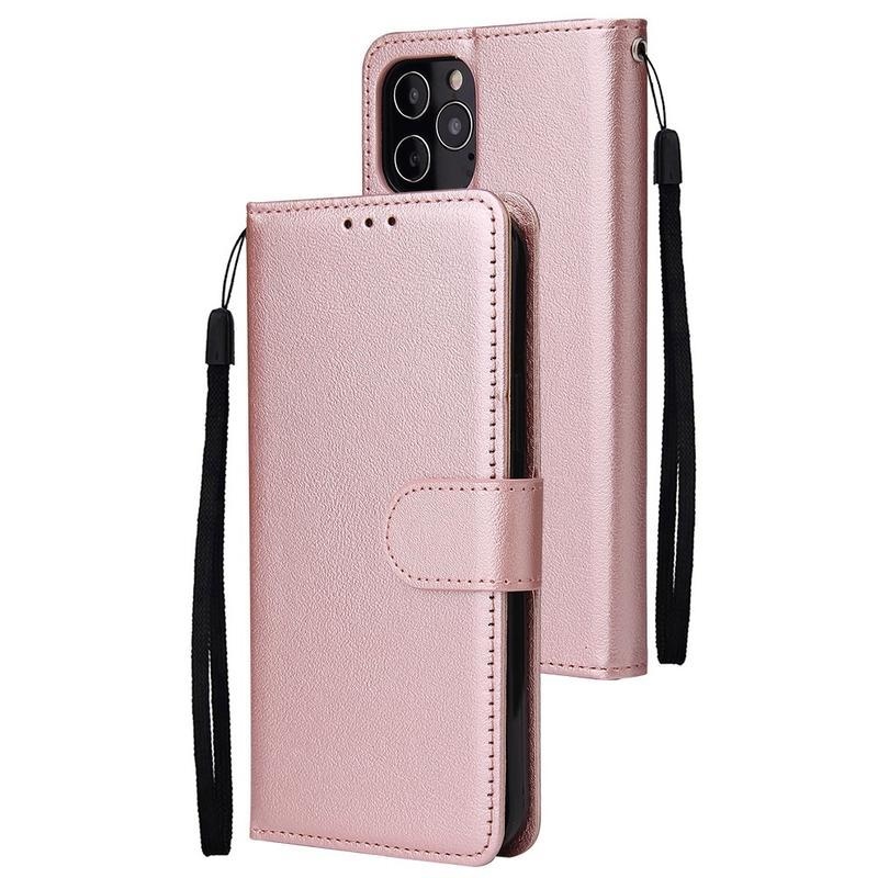 Cell PU kožené peněženkové pouzdro na mobil iPhone 12 mini - růžovozlaté