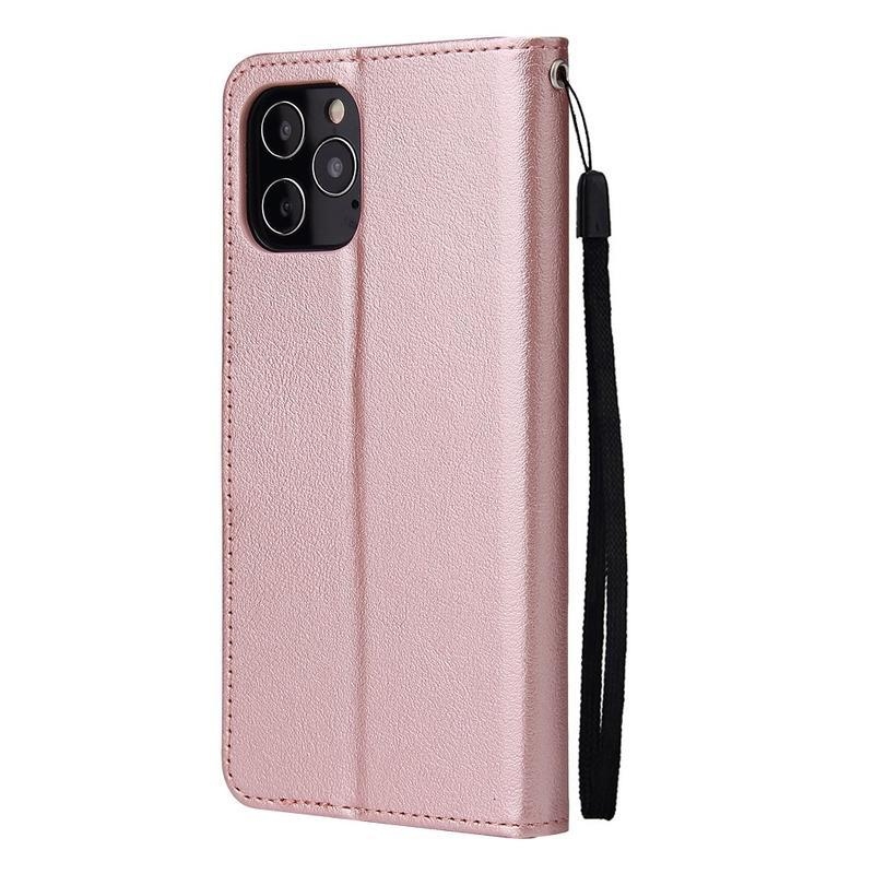 Cell PU kožené peněženkové pouzdro na mobil iPhone 12 mini - růžovozlaté