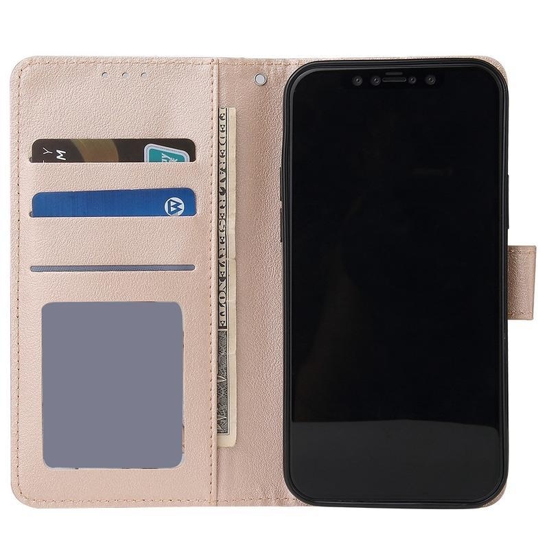 Cell PU kožené peněženkové pouzdro na mobil iPhone 12 Pro/12 - zlaté