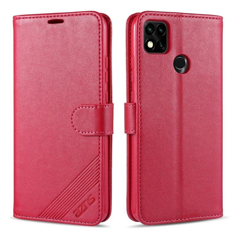 Cell PU kožené peněženkové pouzdro na mobil Xiaomi Redmi 9C - červené
