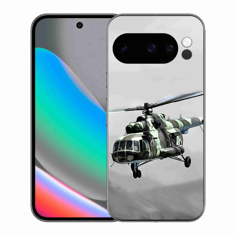 Gelový kryt mmCase na Google Pixel 10 Pro - vojenský vrtulník