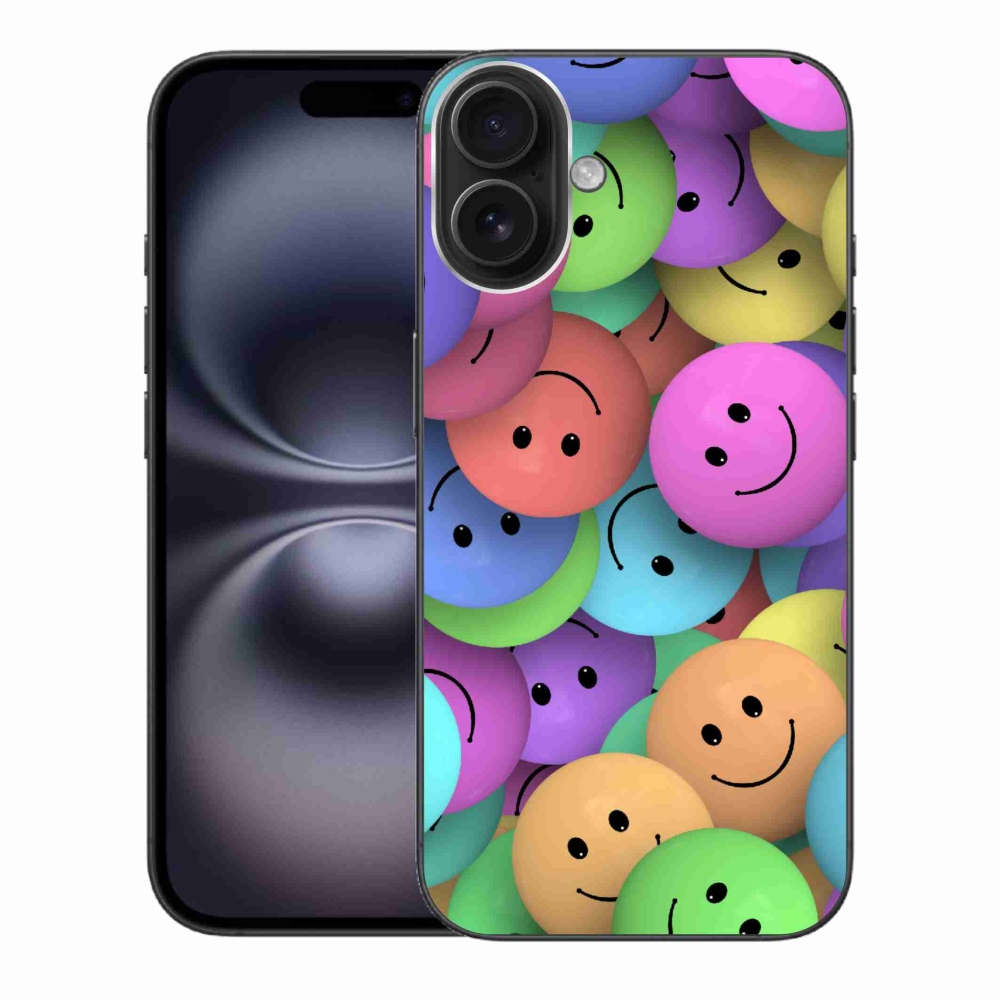 Gelový kryt mmCase na iPhone 16 Plus - barevní smajlíci