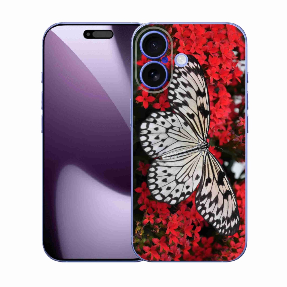 Gelový kryt mmCase na iPhone 17 - černobílý motýl 1