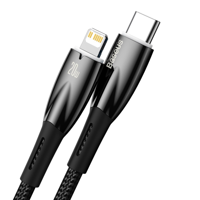 Baseus Glimmer Series Fast Charging Datový Kabel USB-C - Lighting 20W 1m Black