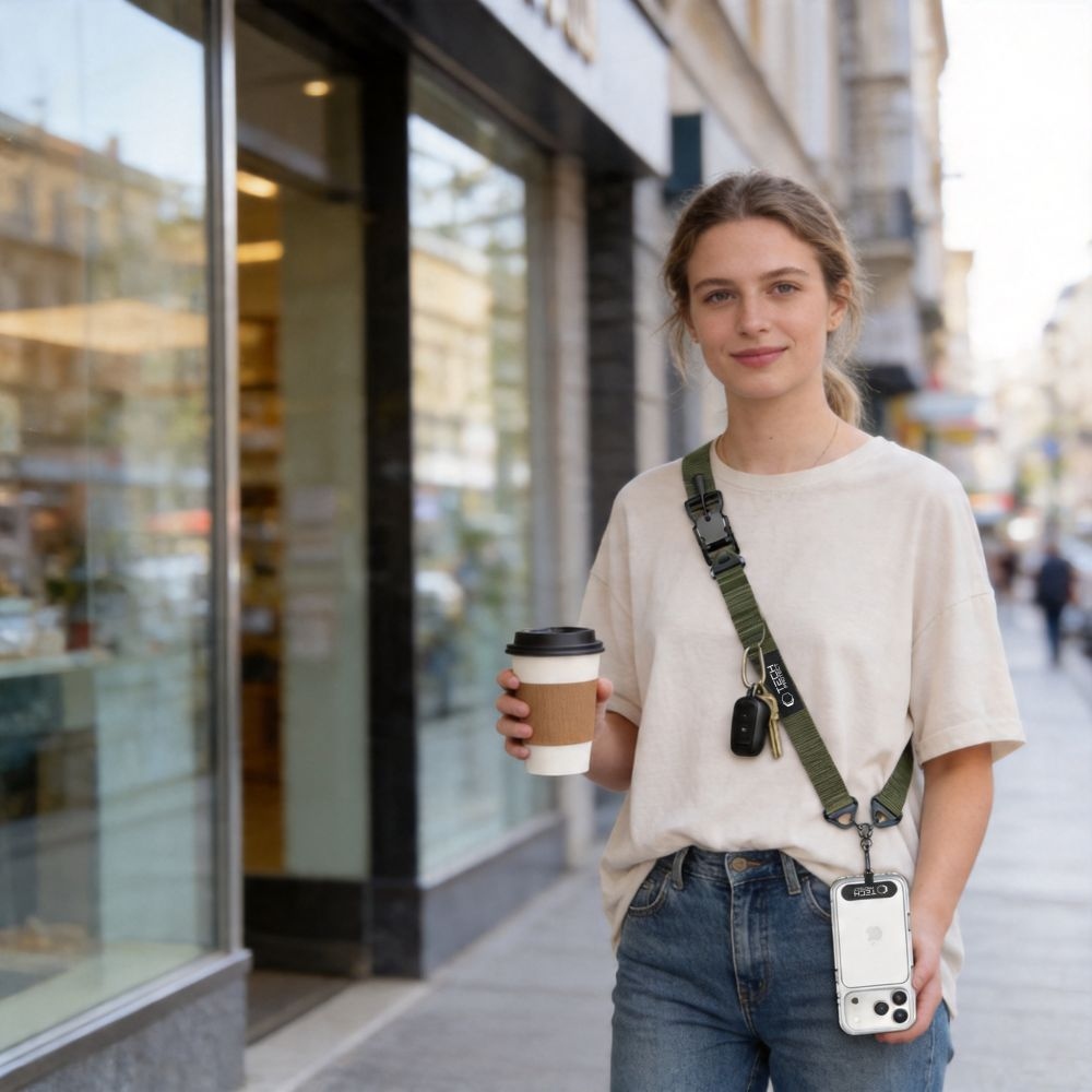 Tech-Protect C9S Rope Crossbody popruh na telefon - zelený