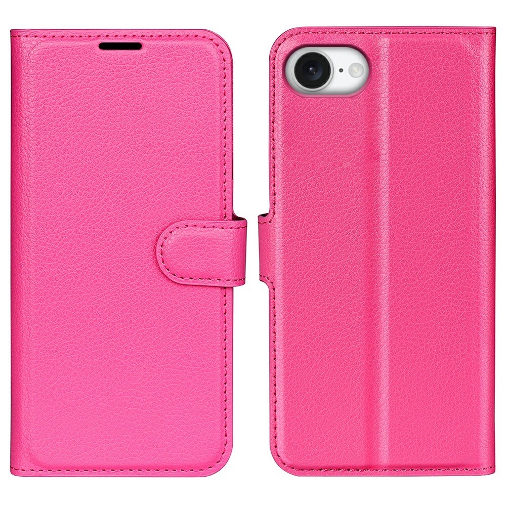 Litchi knížkové pouzdro na iPhone 16e - rose