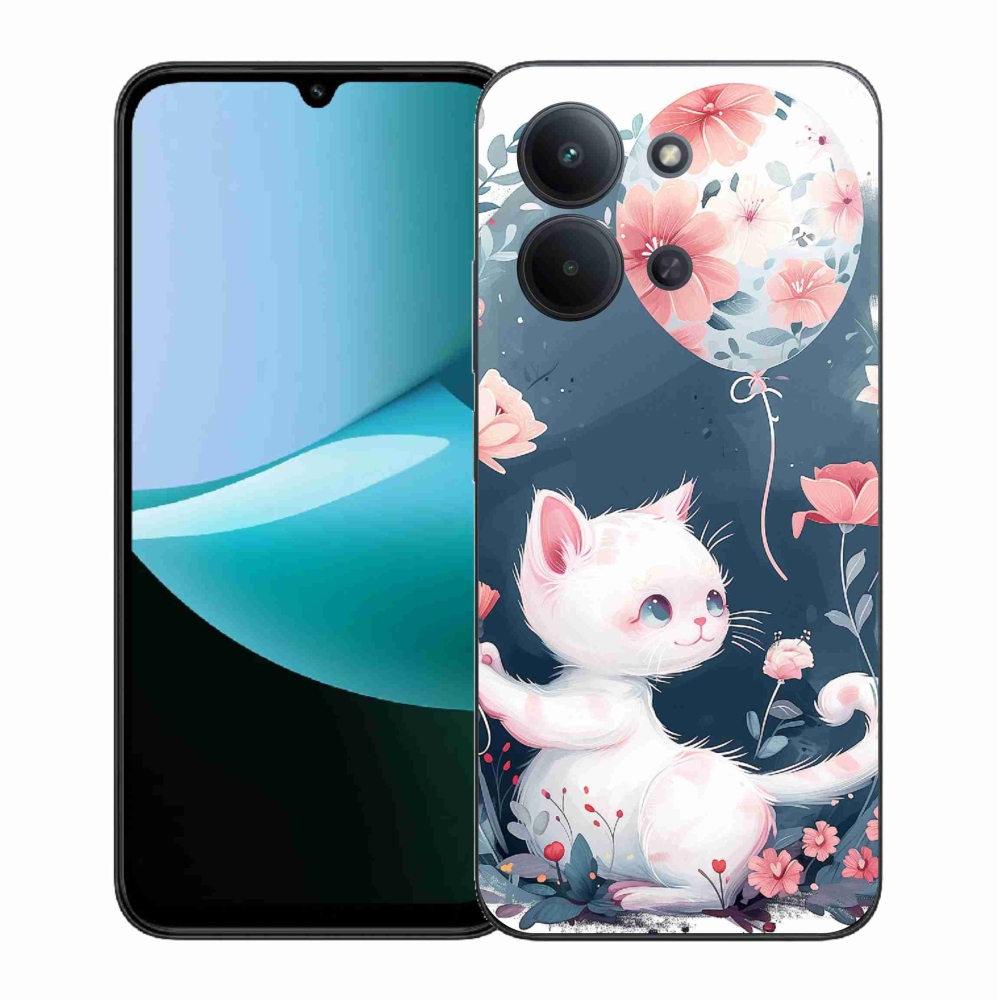 Gelový kryt mmCase na Xiaomi Redmi 15C 4G (171mm)/Poco C85 4G (171mm) - kotě s balónkem