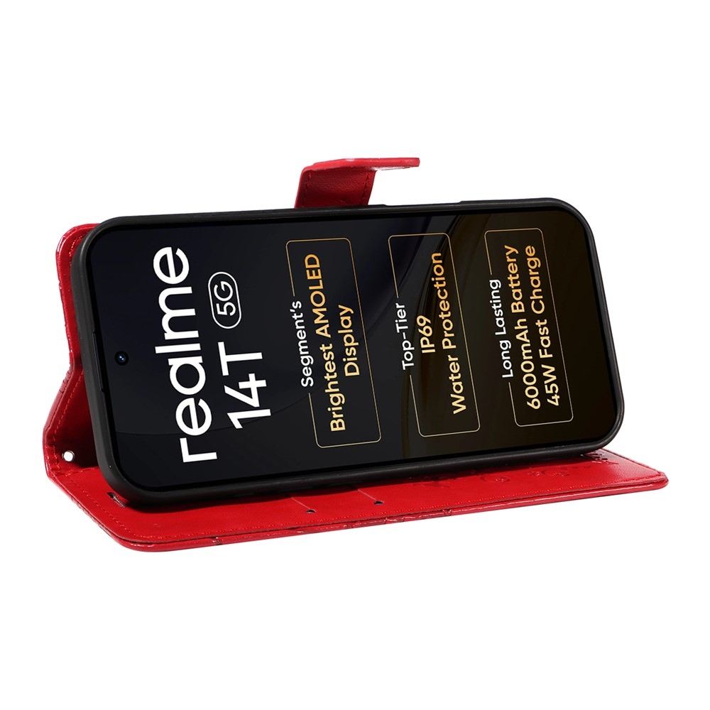 Big Butterfly knížkové pouzdro na Realme 14 5G/14T 5G - červené