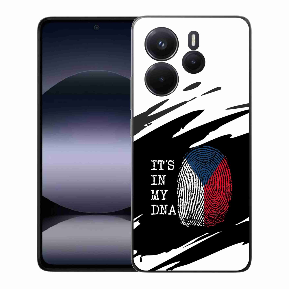 Gelový kryt mmCase na Xiaomi Redmi Note 14 - vlajka otisk prstu černobílé pozadí