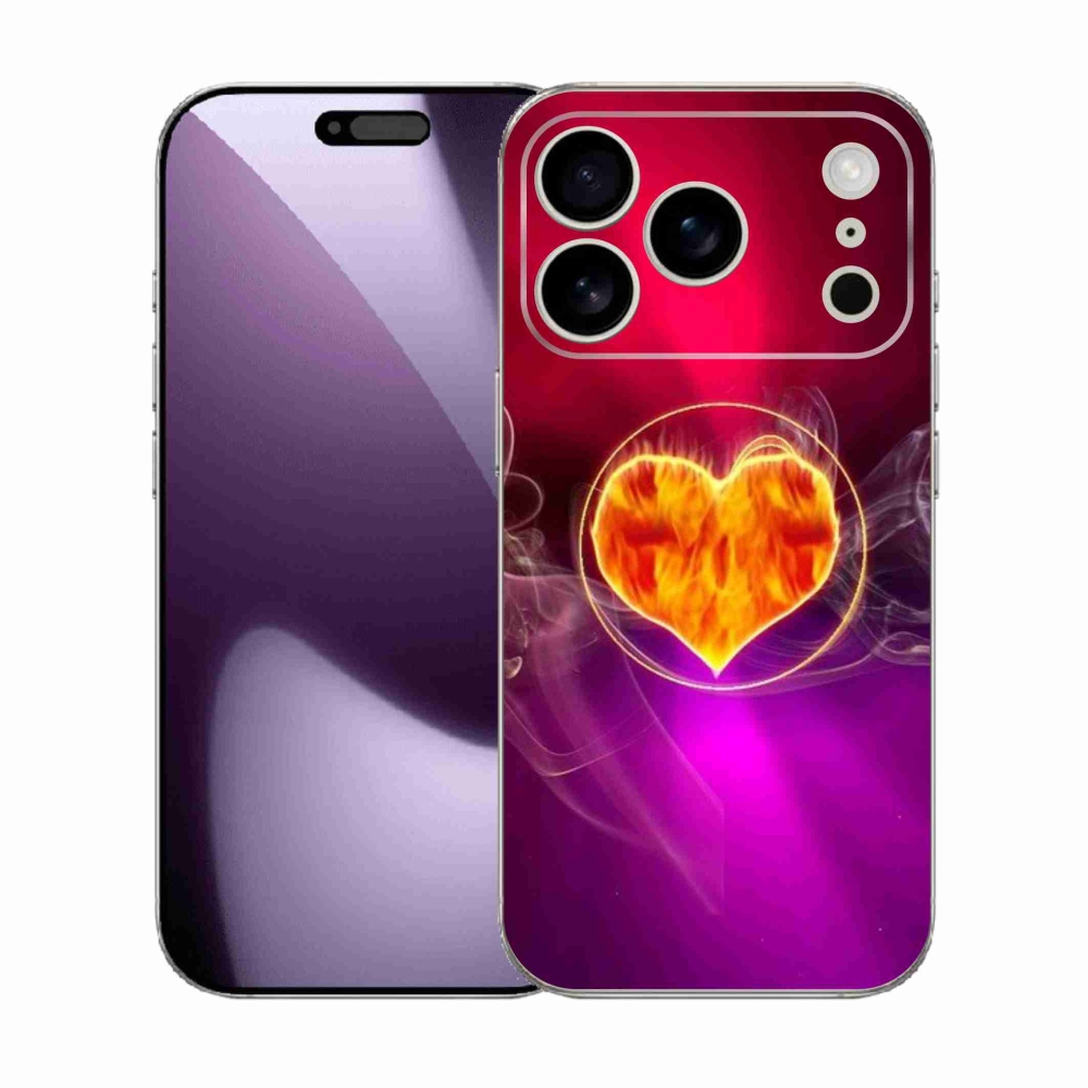 Gelový kryt mmCase na iPhone 17 Pro - ohnivé srdce