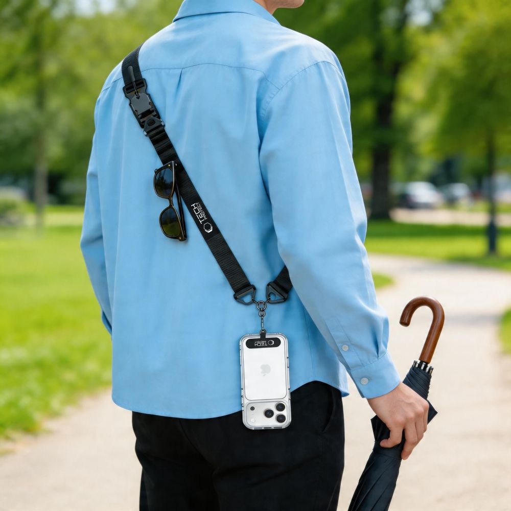 Tech-Protect C9S Rope Crossbody popruh na telefon - černý
