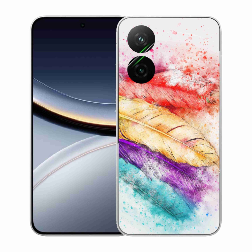 Gelový kryt mmCase na Xiaomi Poco F7 5G - barevné peří