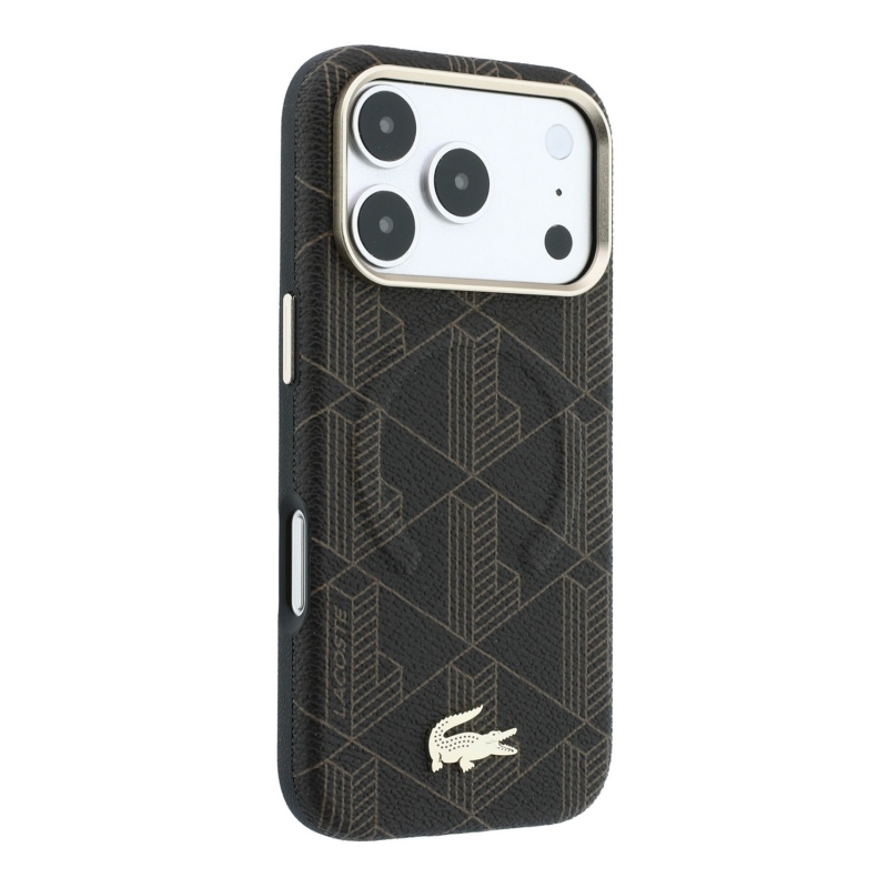 Lacoste PVC Semi Wrap Blend Embossed MagSafe Zadní Kryt pro iPhone 18 Pro Max Brown