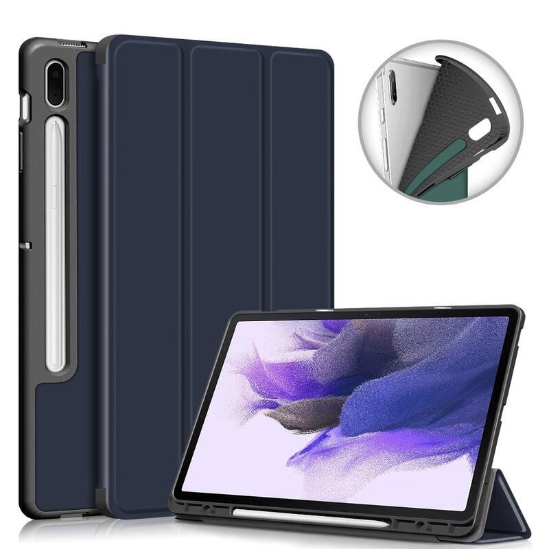 Chytré nastavitelné PU kožené pouzdro pro tablet Samsung Galaxy Tab S7 FE T736 - tmavěmodré