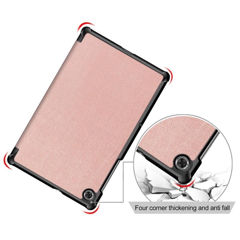 Chytré polohovací PU kožené pouzdro na tablet Lenovo Tab M10 FHD Plus - růžovozlaté