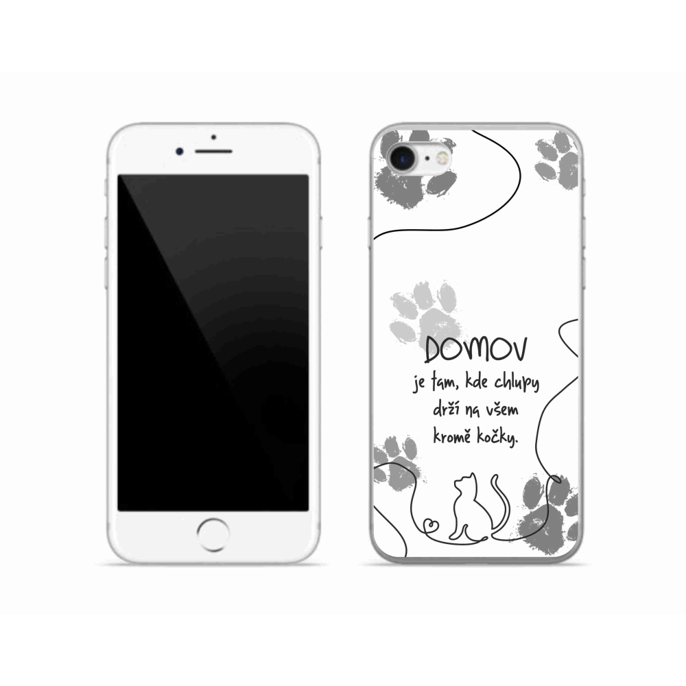 Gelový kryt mmCase na iPhone SE (2022) - kočičí motiv bílé pozadí