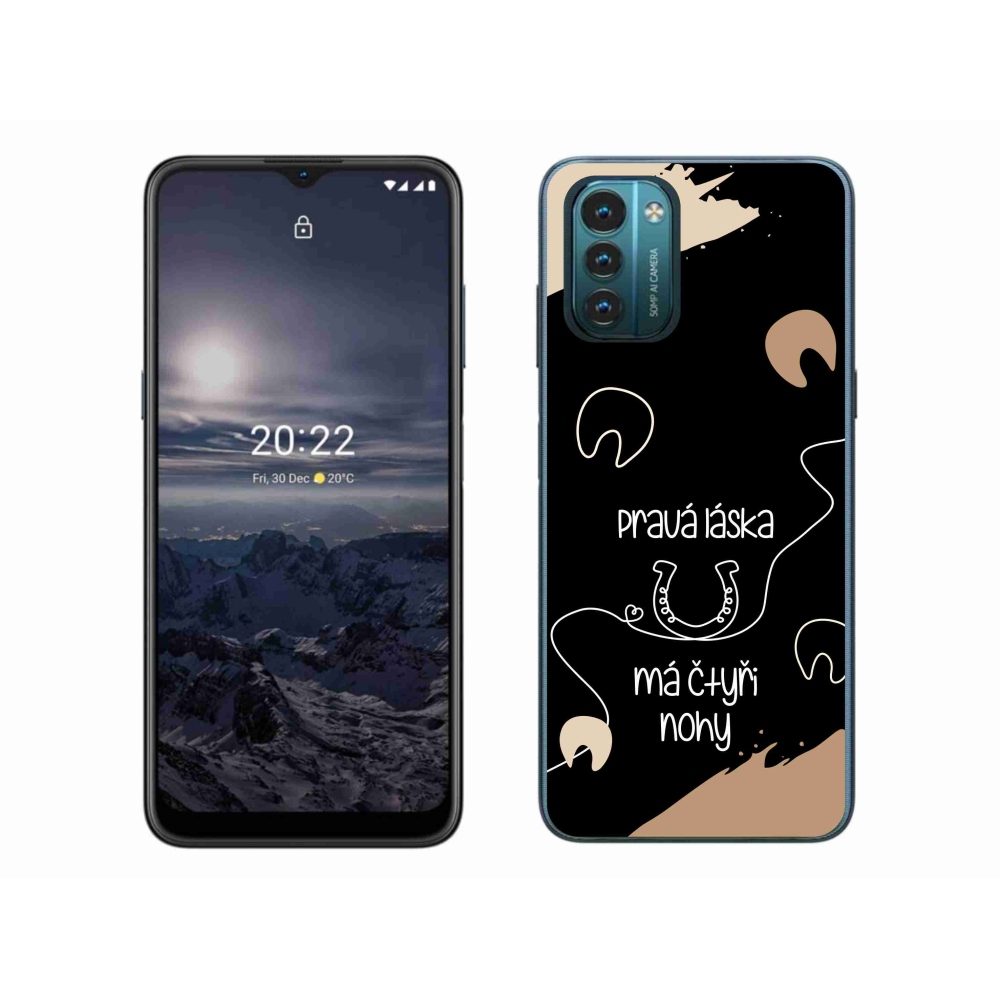 Gelový kryt mmCase na Nokia G11/G21 - koňský motiv černé pozadí