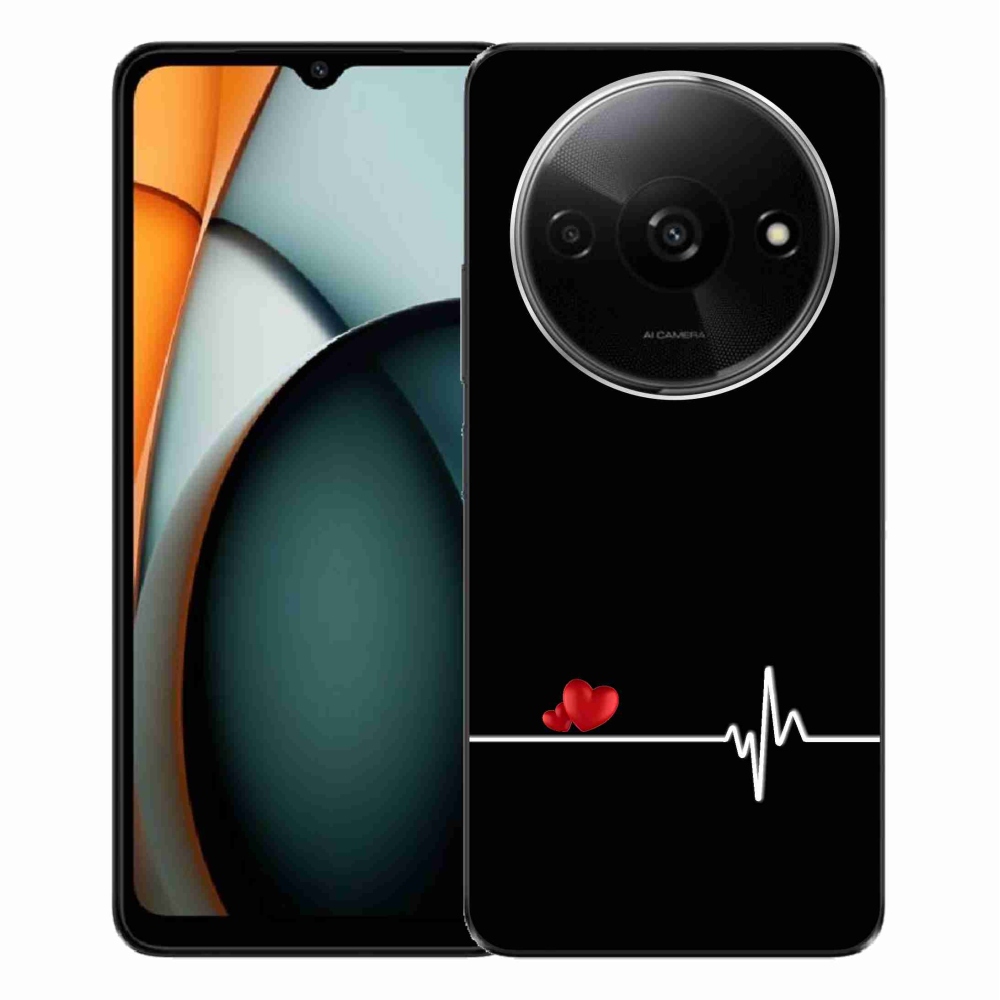 Gelový kryt mmCase na Xiaomi Redmi A3  - srdce a tep černé pozadí
