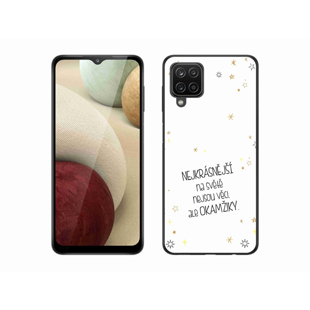 Gelový kryt mmCase na Samsung Galaxy A12 - citát 4 bílé pozadí