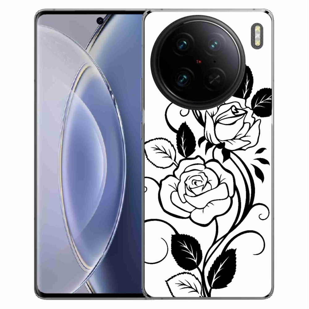 Gelový kryt mmCase na Vivo X90 Pro - černobílá růže