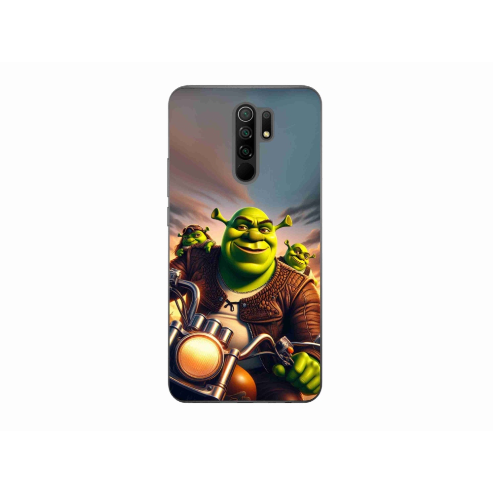 Gelový kryt mmCase na Xiaomi Redmi 9 - shrek na motorce