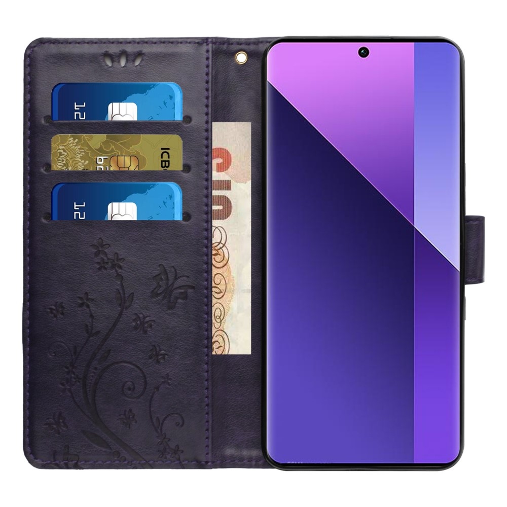 Flowers knížkové pouzdro na Xiaomi 15 - tmavěfialové