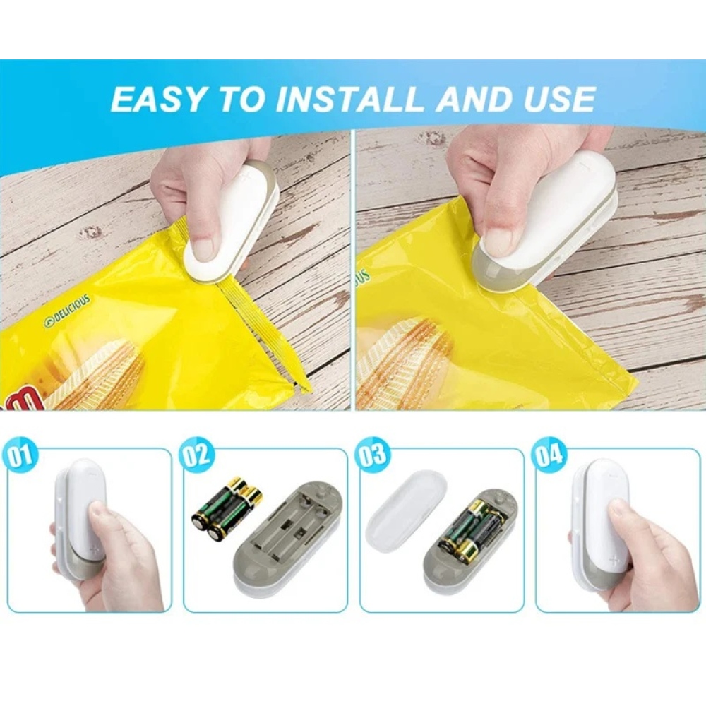 Kompaktní svářečka potravinových sáčků na baterie – bílá