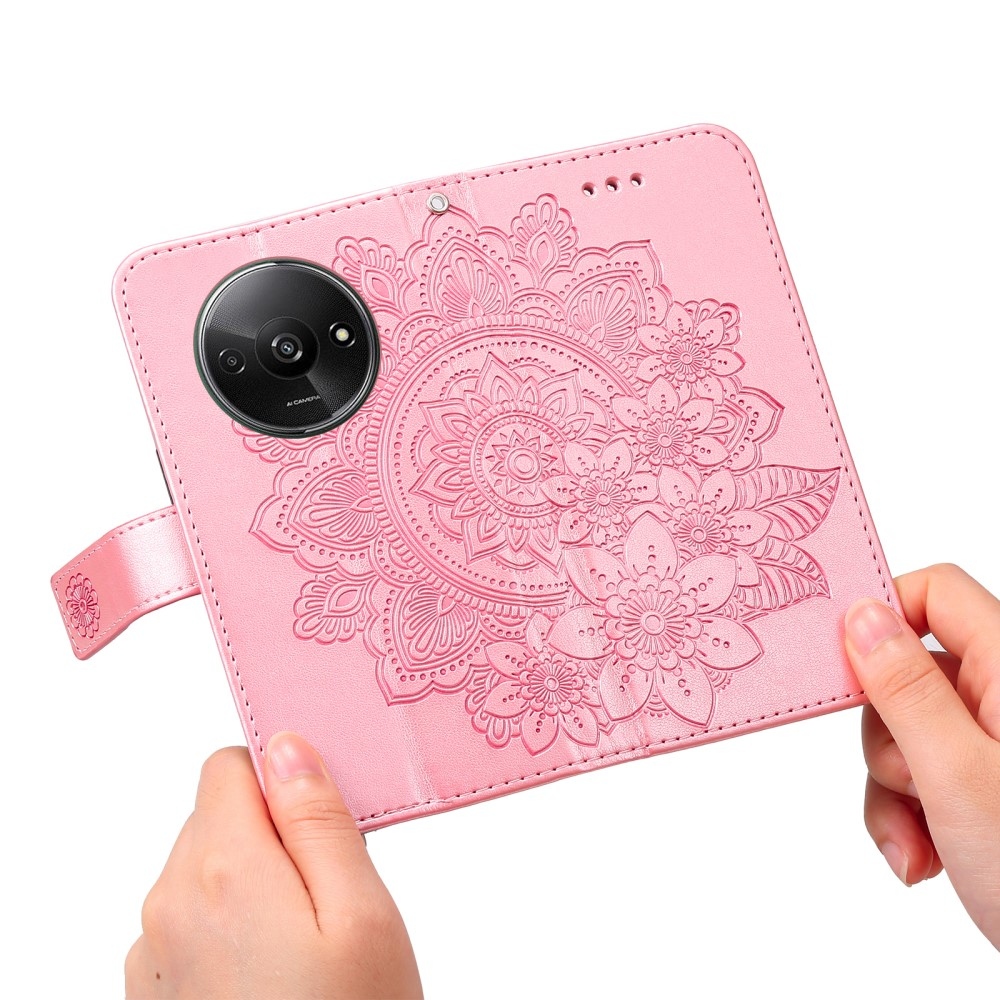 Mandala knížkové pouzdro na Xiaomi Redmi A3 - růžové