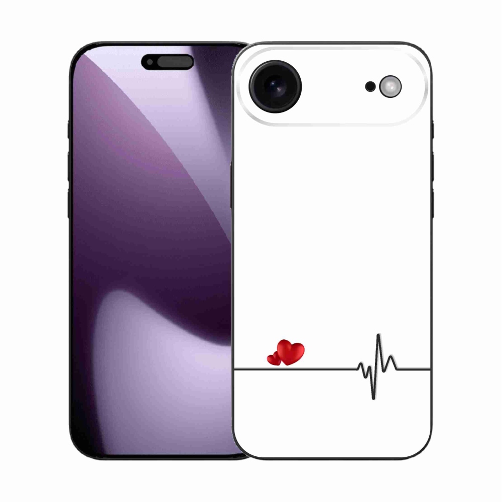 Gelový kryt mmCase na iPhone 17 Air - srdce a tep bílé pozadí