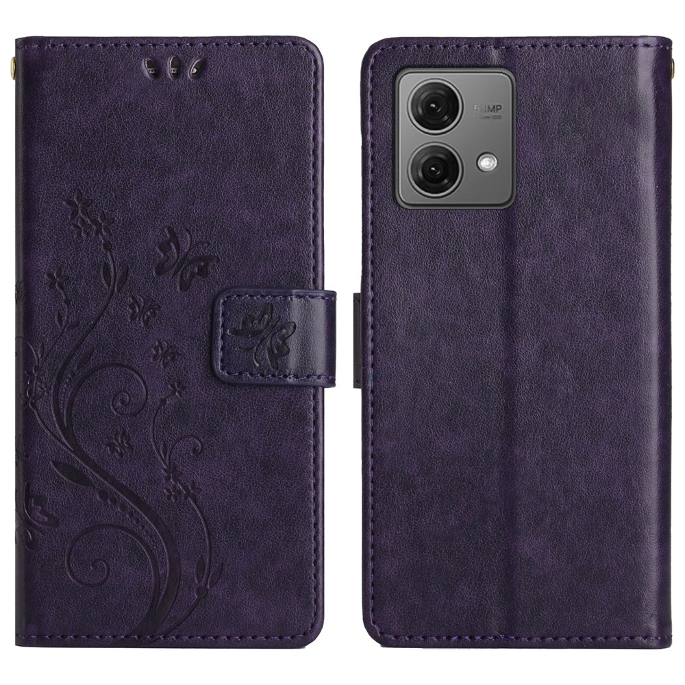Flowers knížkové pouzdro na Motorola Moto G85 5G - tmavěfialové