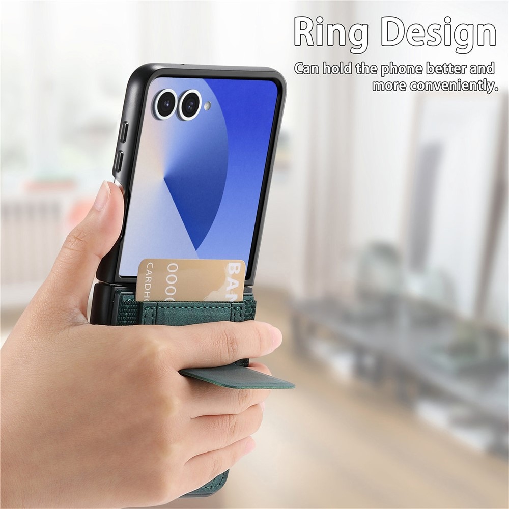 Luxurious plastový kryt s umělou kůží na Samsung Galaxy Z Flip7 5G - zelený