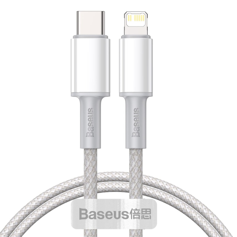 Baseus High Density Braided Series Fast Charging Datový Kabel USB-C - Lighting 20W 1m White