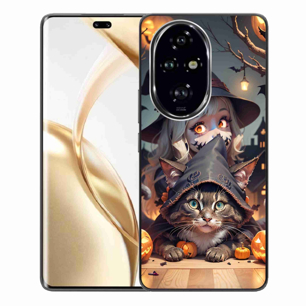 Gelový kryt mmCase na Honor 200 Pro 5G - čarodějnice s kočkou