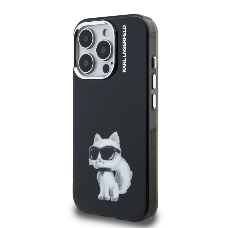 Karl Lagerfeld IML Aquarelle Choupette Zadní Kryt pro iPhone 15 Pro Max Black